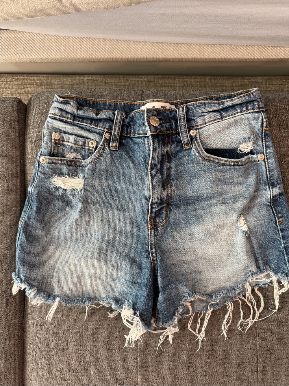 Daze High-Rise Distressed Denim Shorts-24